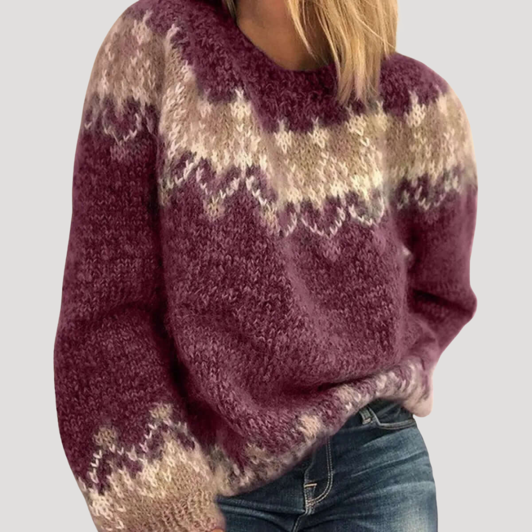 Pull Femme à Motifs Col Rond