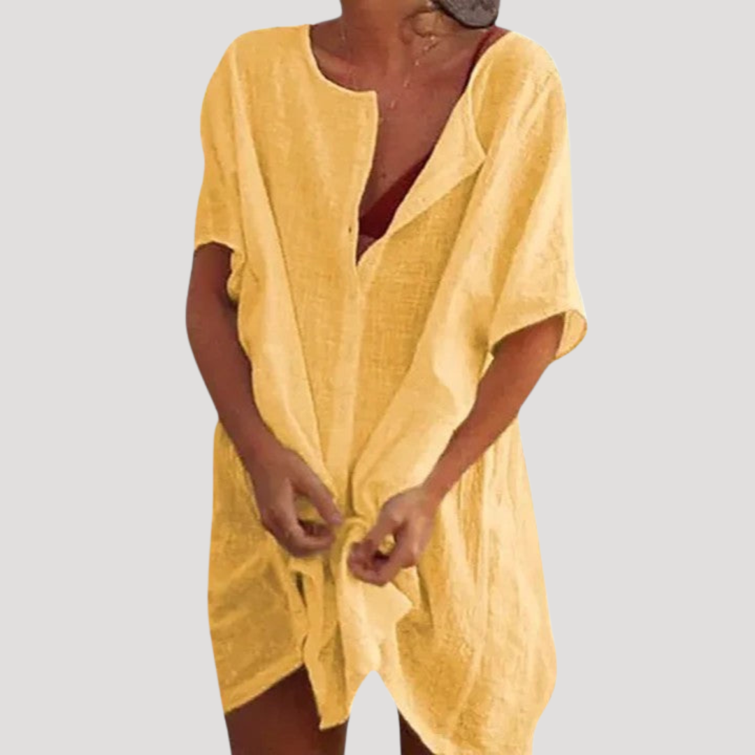 Robe Tunique Femme Décontractée Col V Ample