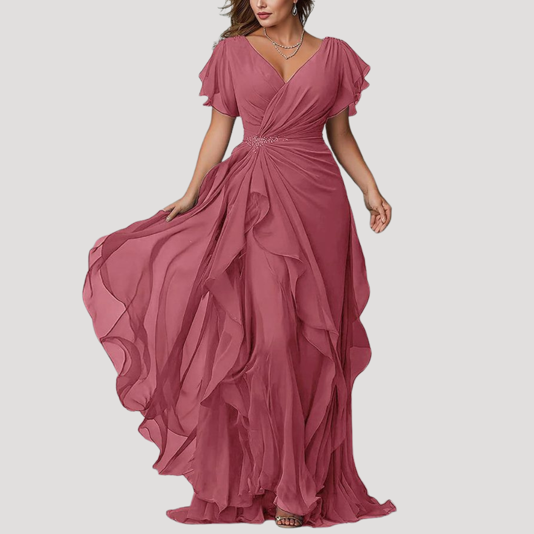 Robe Longue Portefeuille à Volants Femme