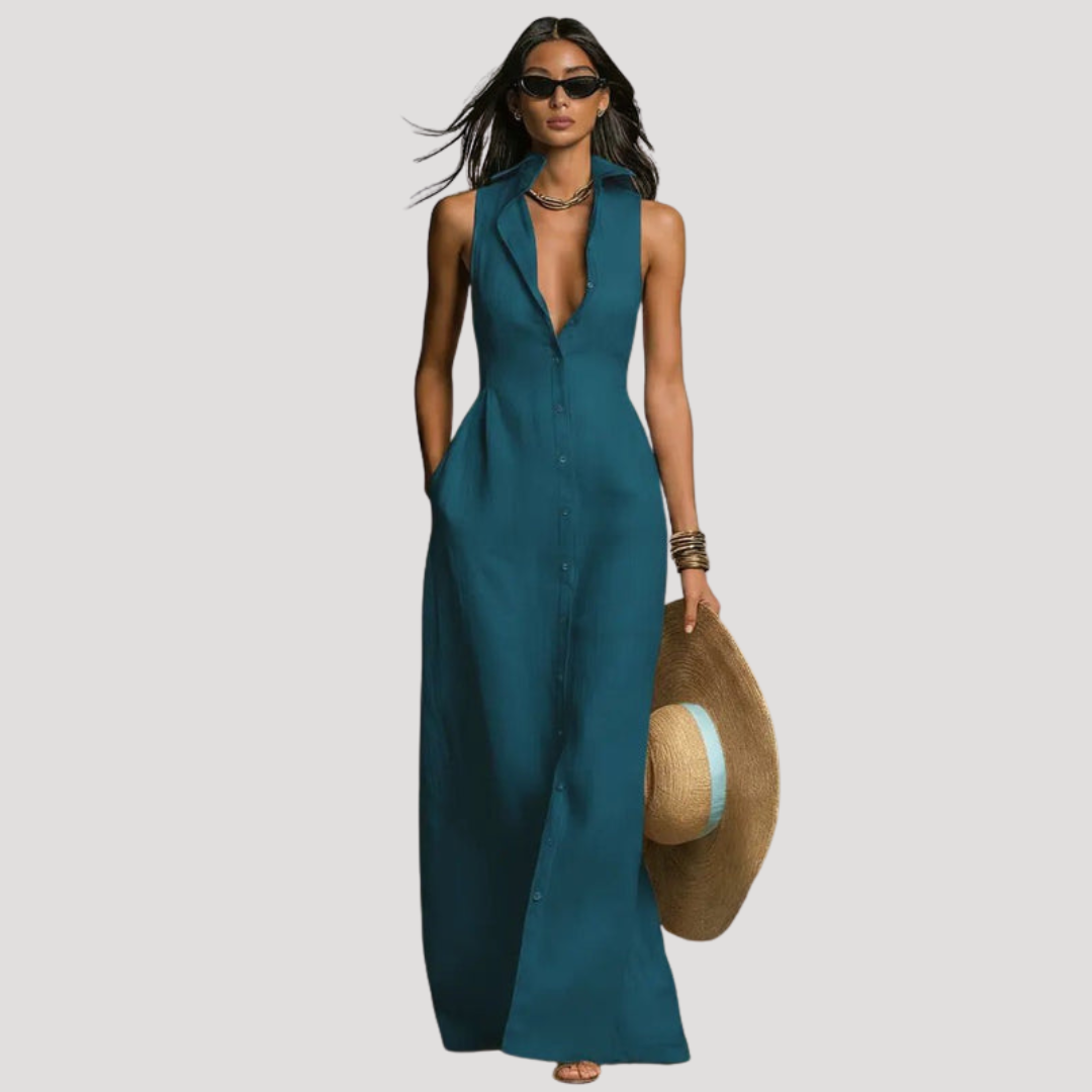 Robe Longue Cintrée Femme Boutonnée