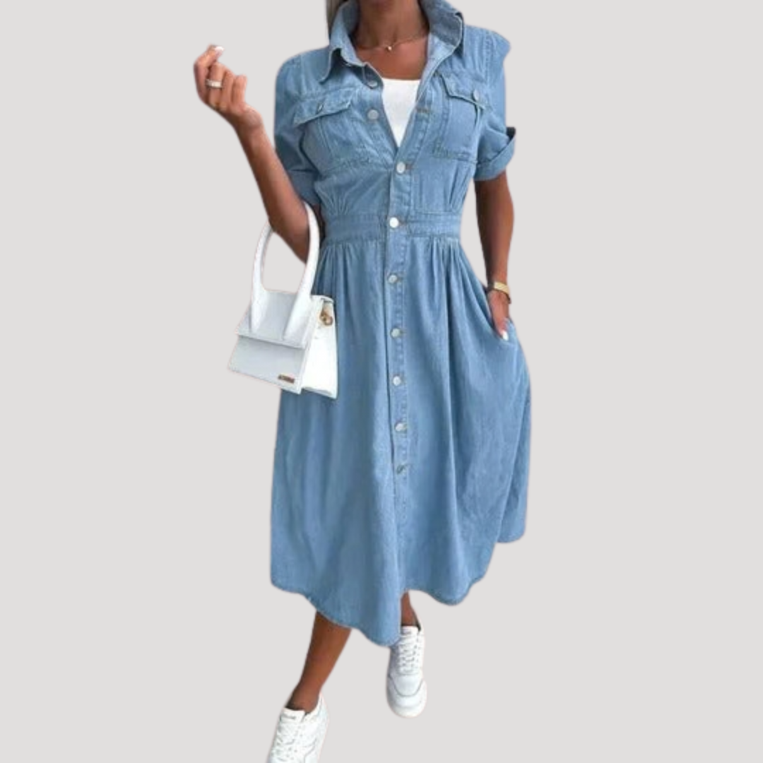 Robe en jean femme boutonnée