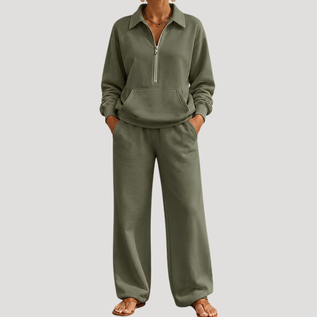 Ensemble femme haut zippé et pantalon large
