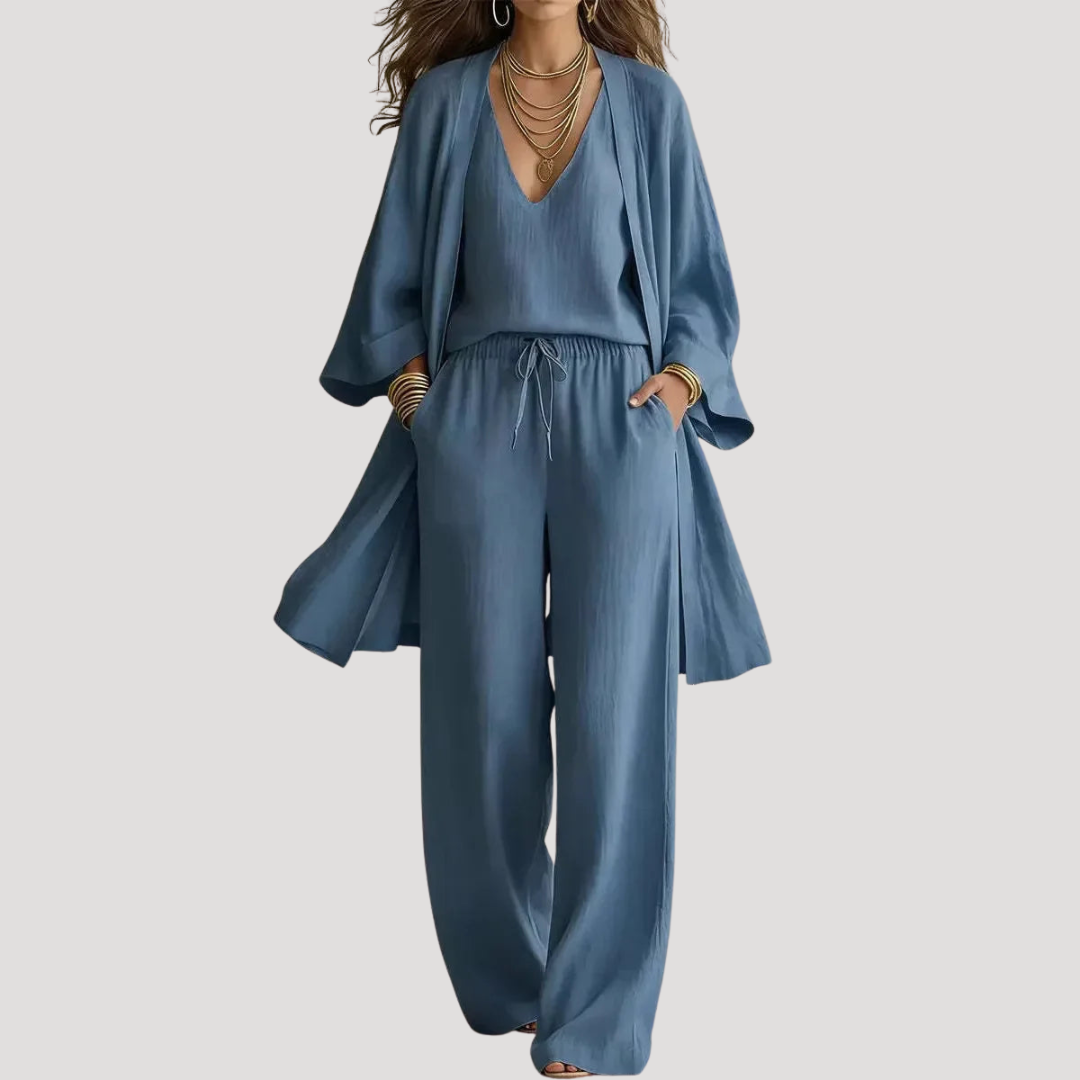 Ensemble Bohème Femme Blouse Fluide et Pantalon Large