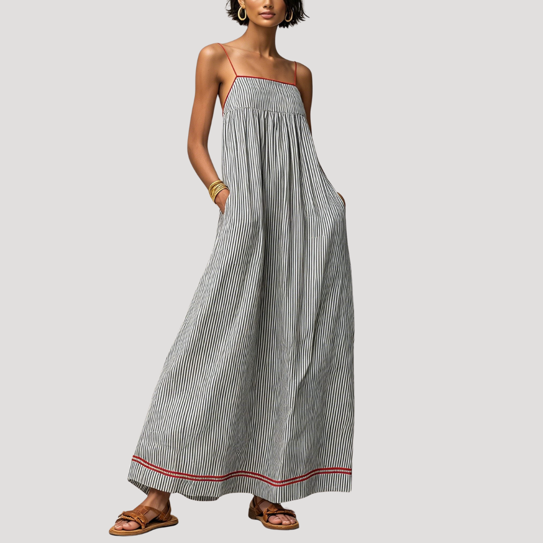 Robe Longue Rayée Sans Manches Femme