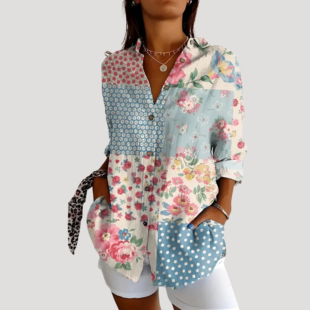 Blouse fluide et fleurie à manches longues légère et élégante