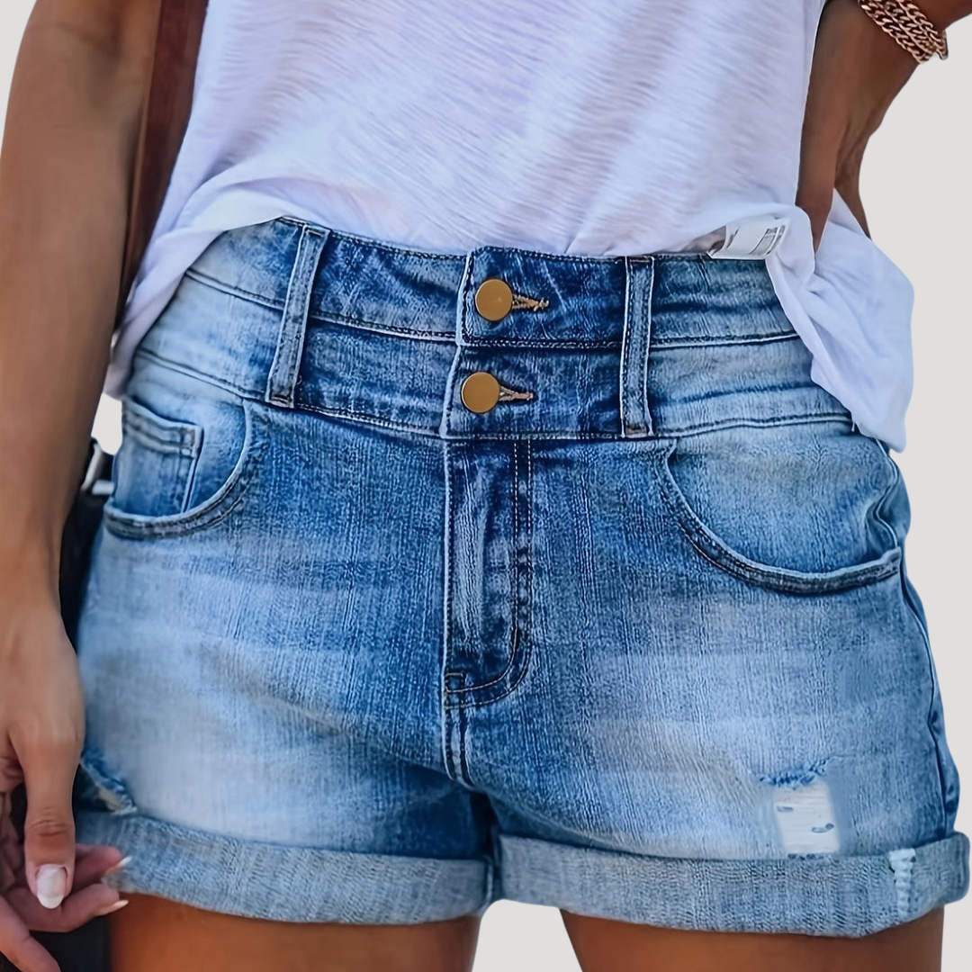 Short Femme en Denim Taille Haute Effet Sculptant