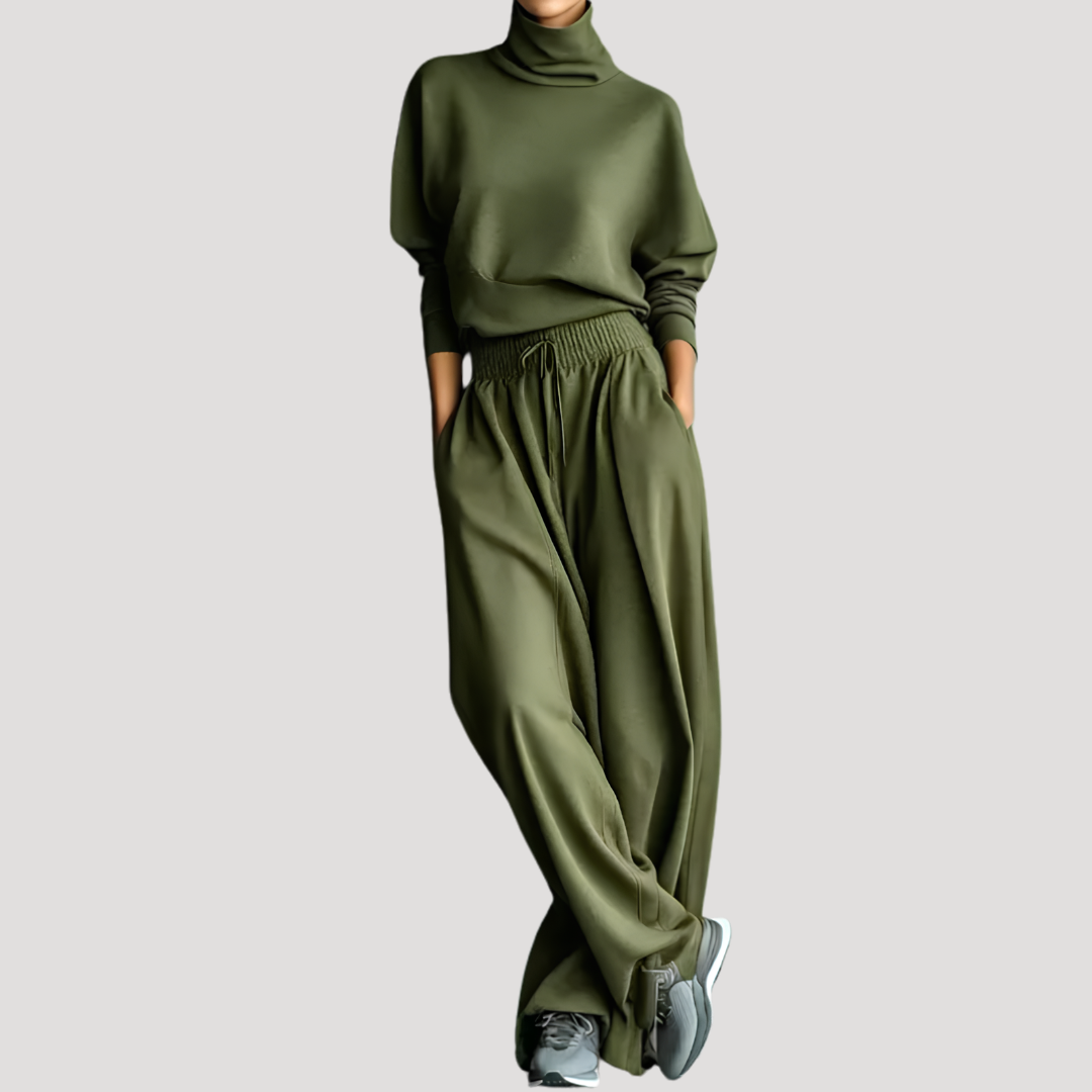 Ensemble femme haut col montant et pantalon large