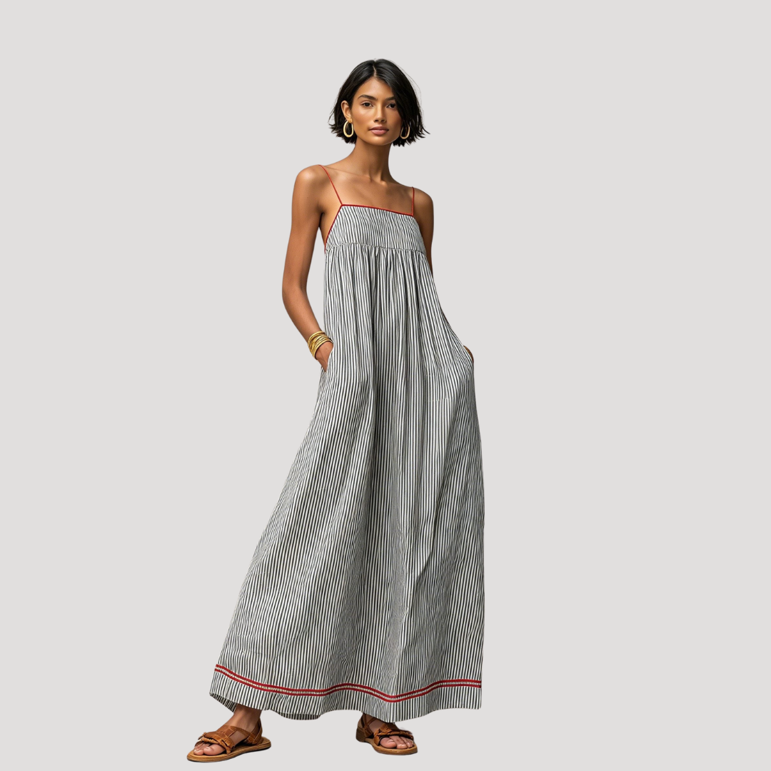 Robe Longue Rayée Sans Manches Femme
