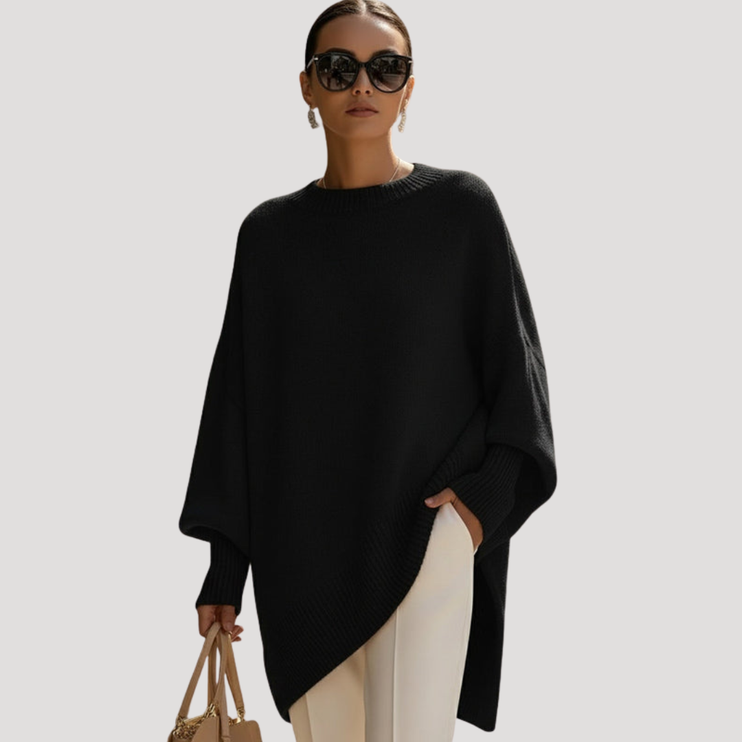 Poncho Femme Asymétrique Col Rond Élégant