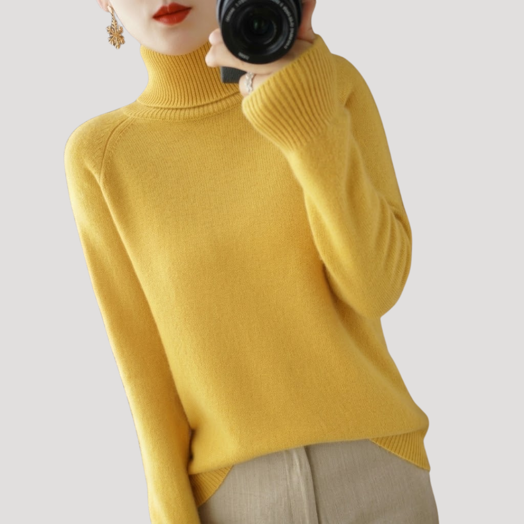 Pull femme col roulé manches longues