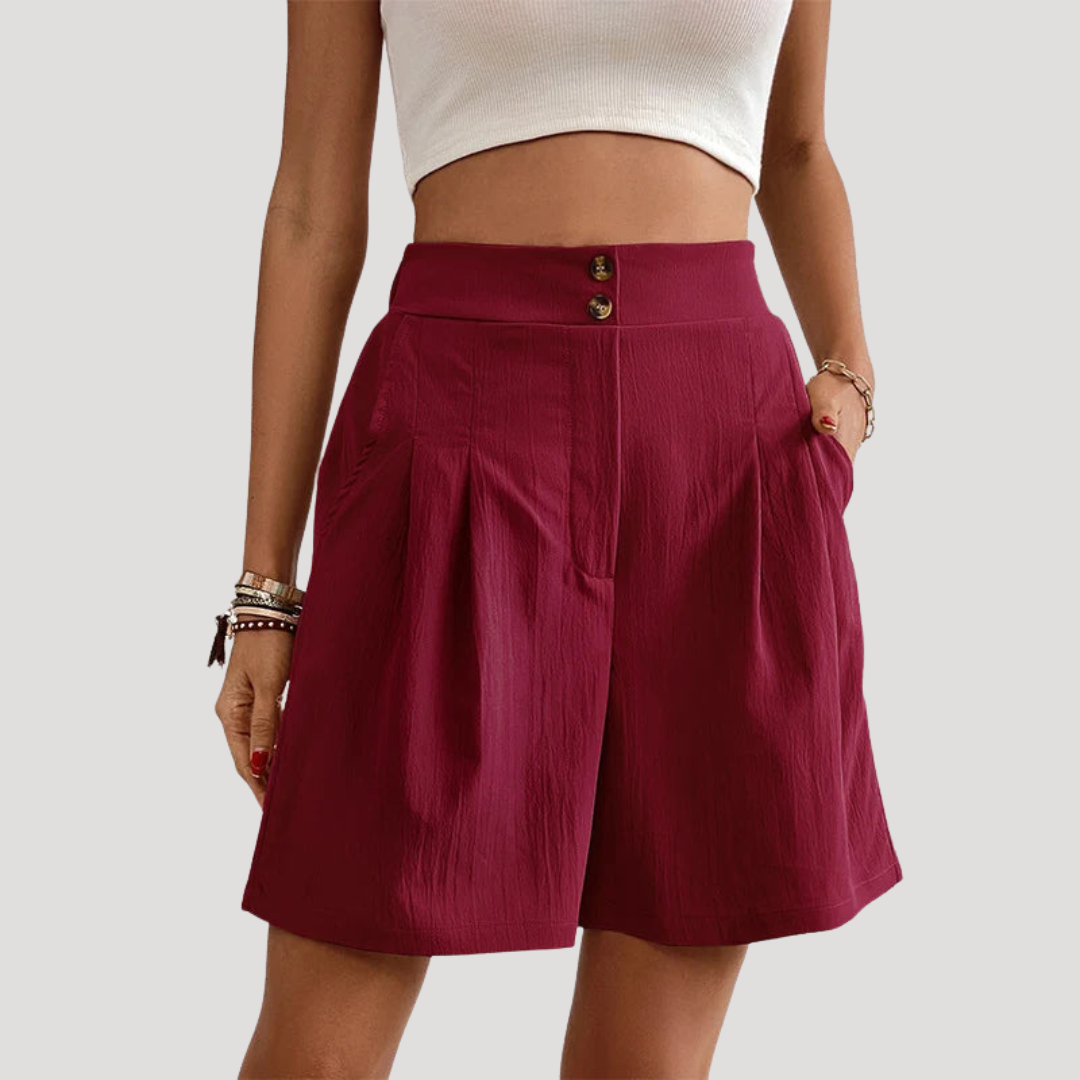Short Femme Taille Haute Plissé Élégant