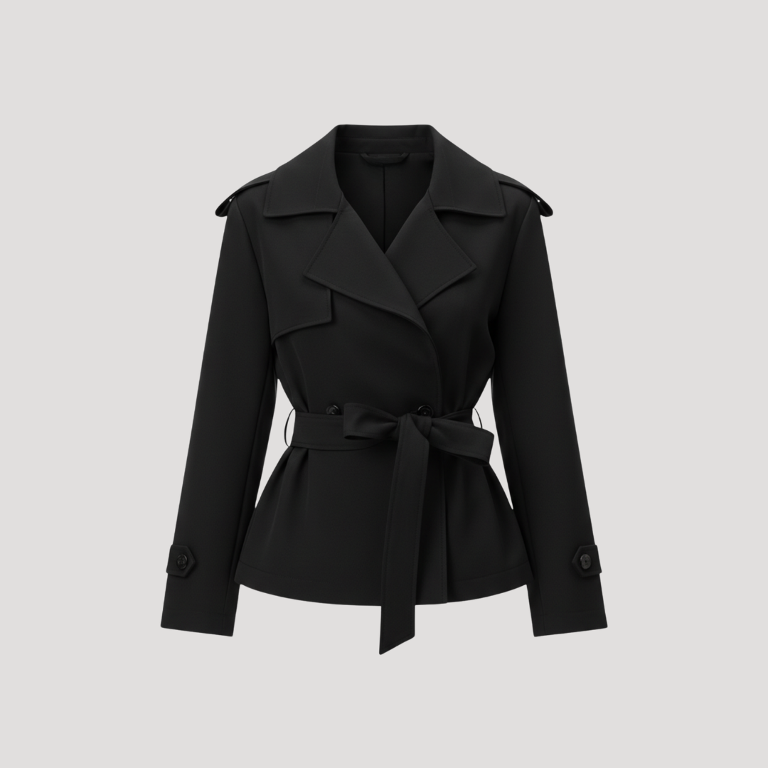 Trench Court Femme Cintré avec Ceinture à Nouer