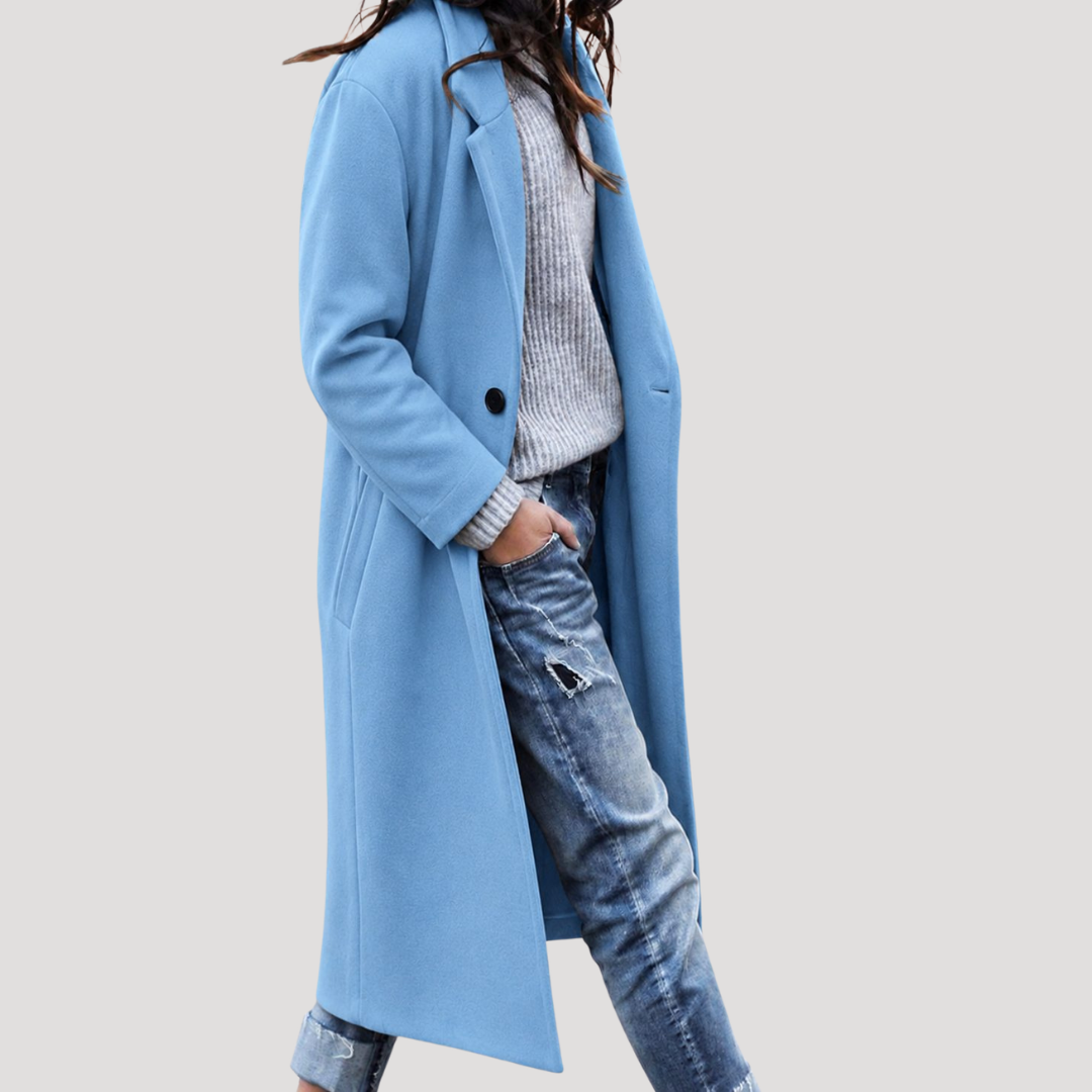 Manteau Long Femme à Bouton Unique