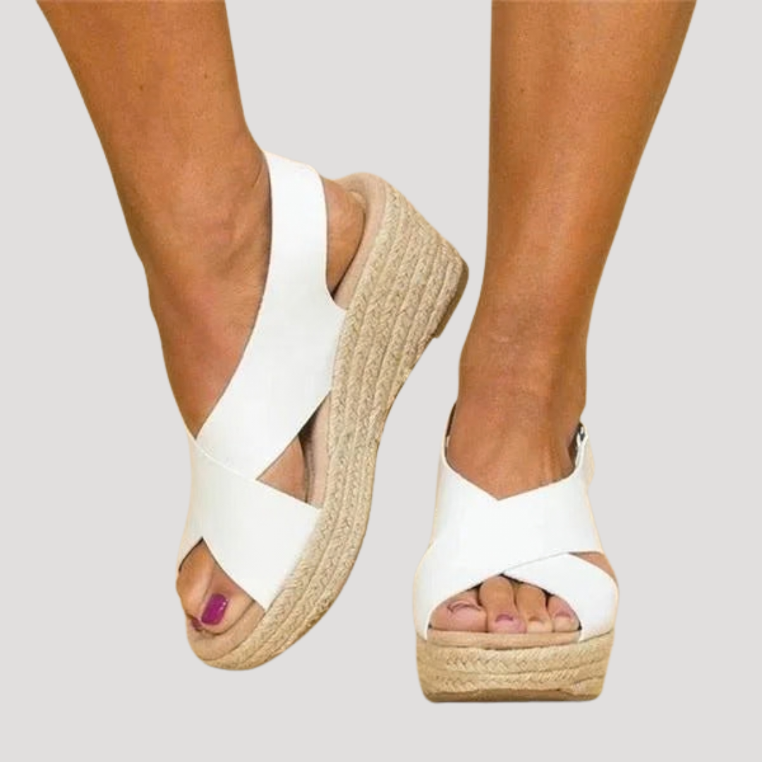 Espadrilles compensées femme à brides croisées