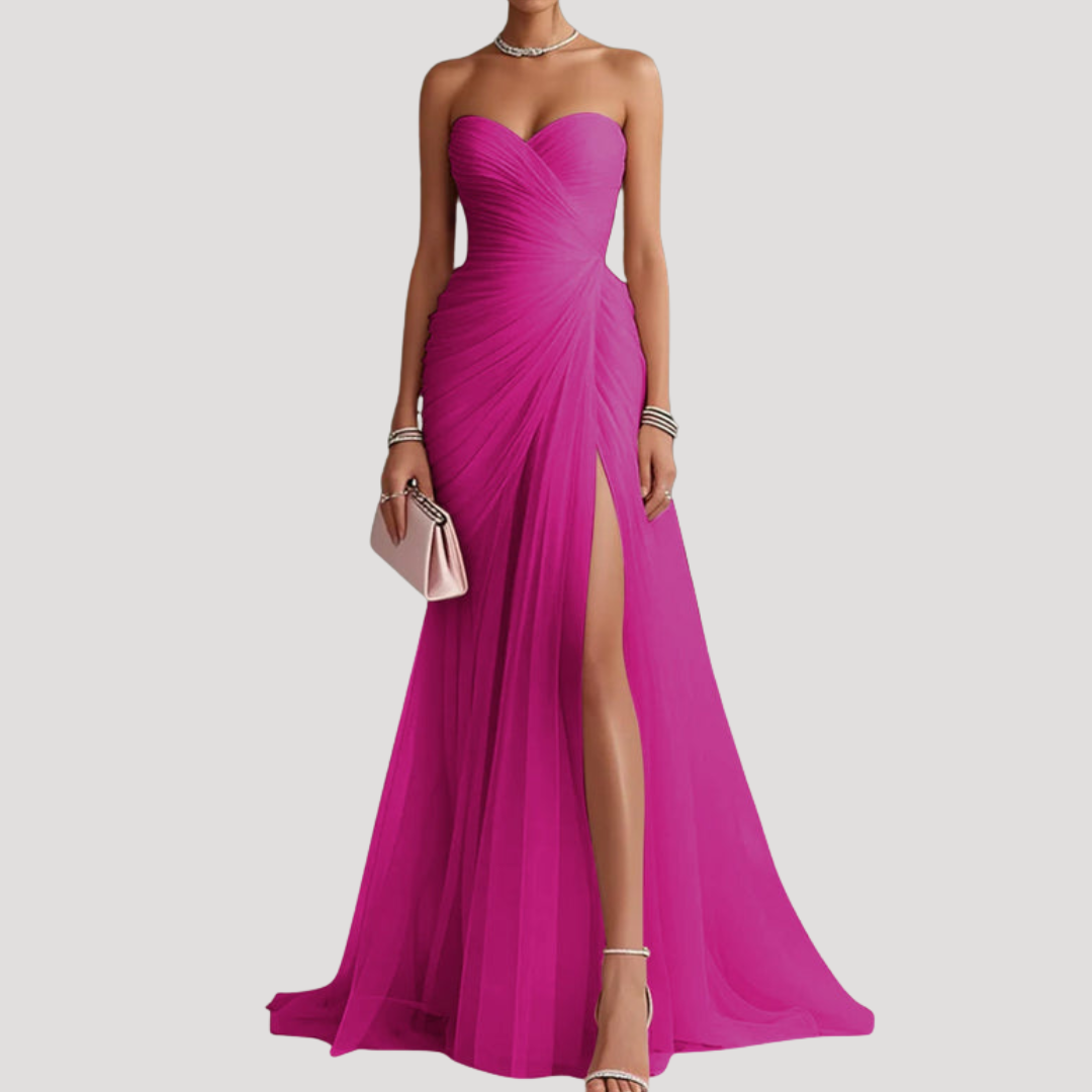 Robe Longue Plissée Une Épaule Femme