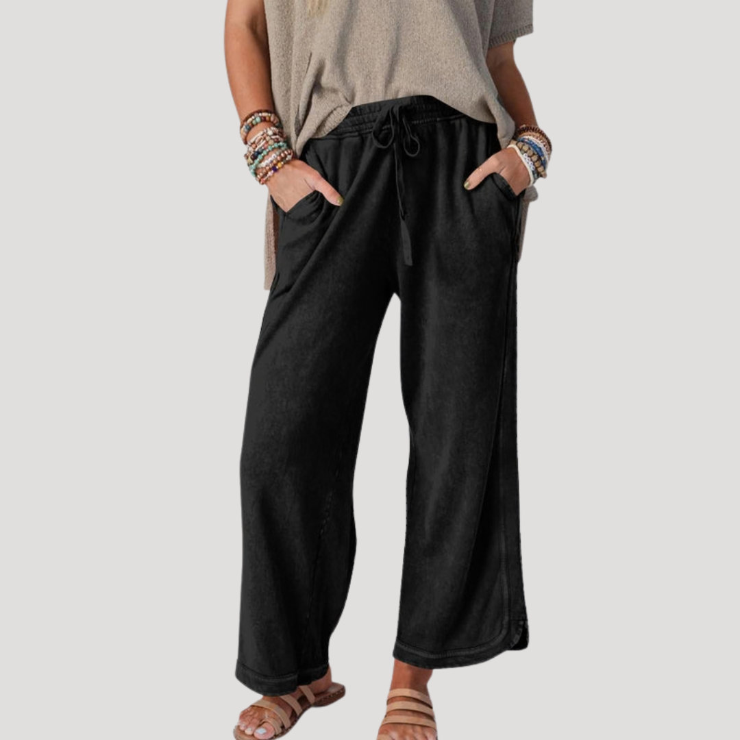 Pantalon femme fluide et confortable à taille élastique