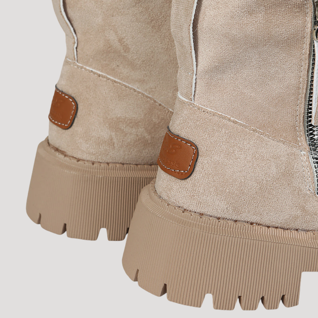Bottines Femme à Semelle Épaisse Zippées avec Doublure Chaude
