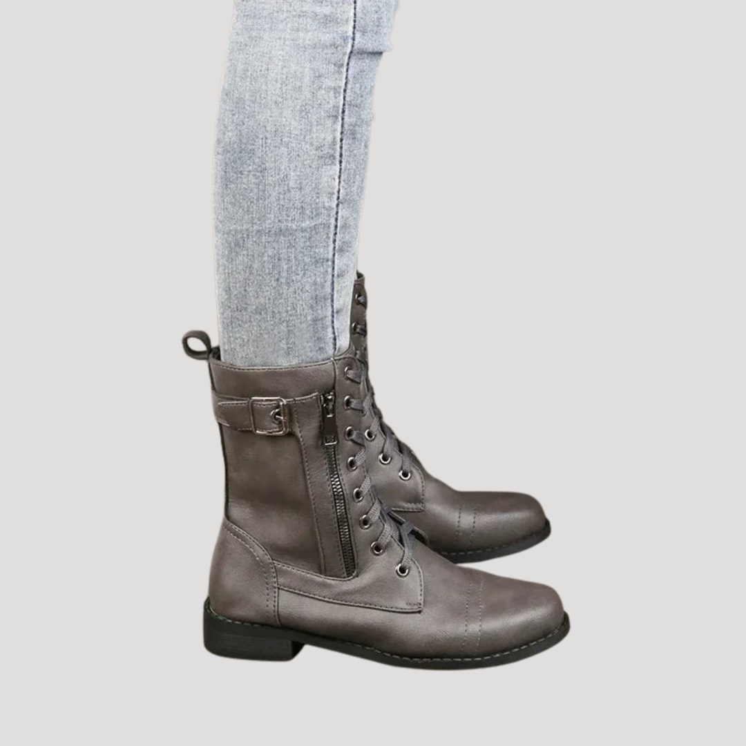 Bottes Mi-Mollet Femme Lacets et Zip Latéral