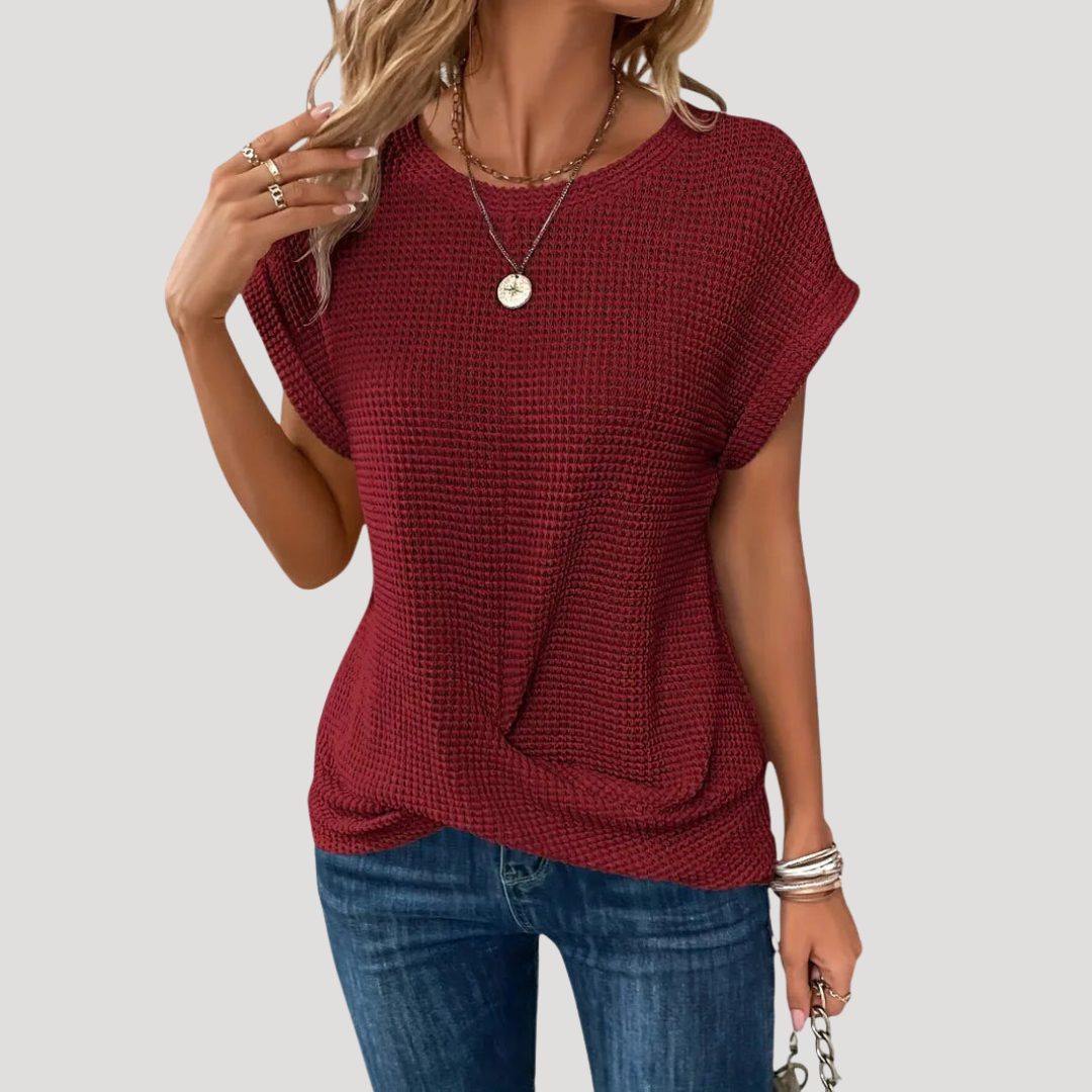 Blouse Femme Col Rond Manches Courtes Décontractée