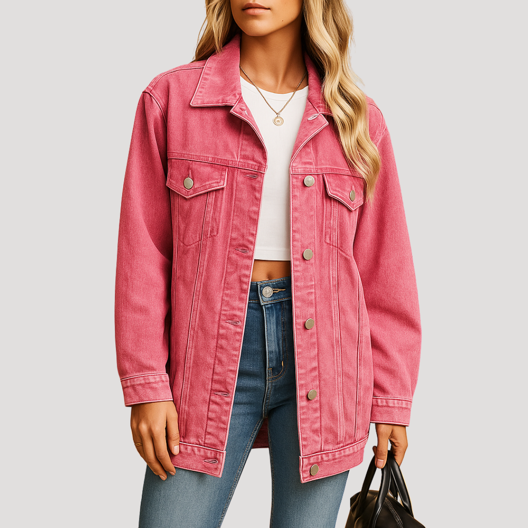 Veste Femme Oversize Boutonnée en Denim