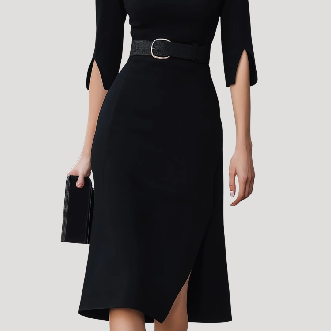 Robe Midi Cintrée Ceinturée Femme