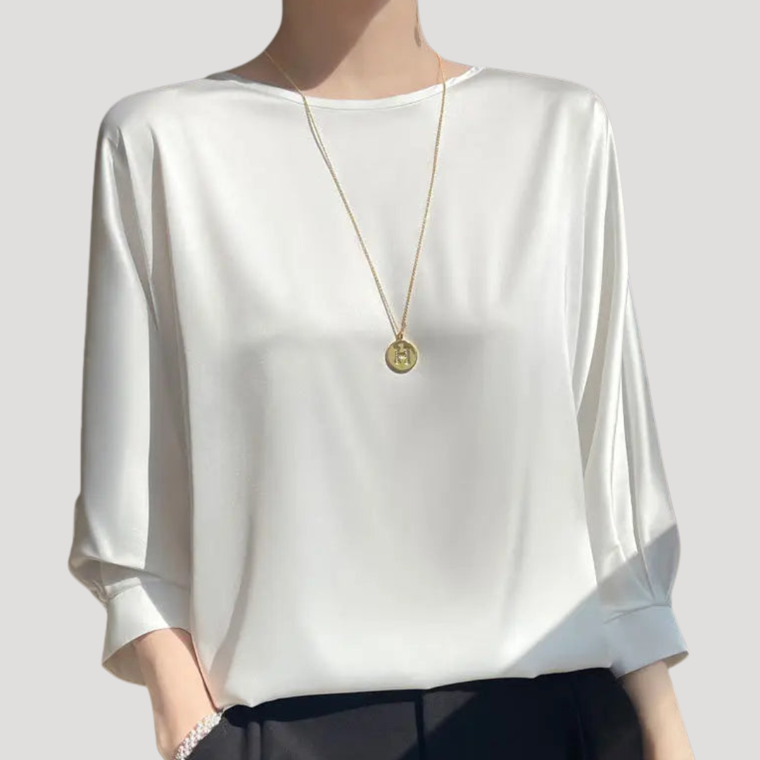 Blouse Femme Élégante Col Rond Manches 3/4