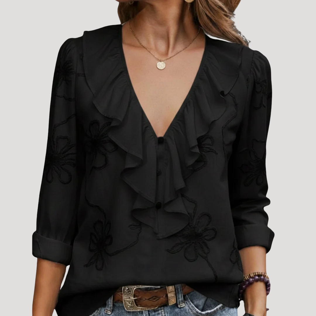Blouse Femme Volants Brodée Bohème