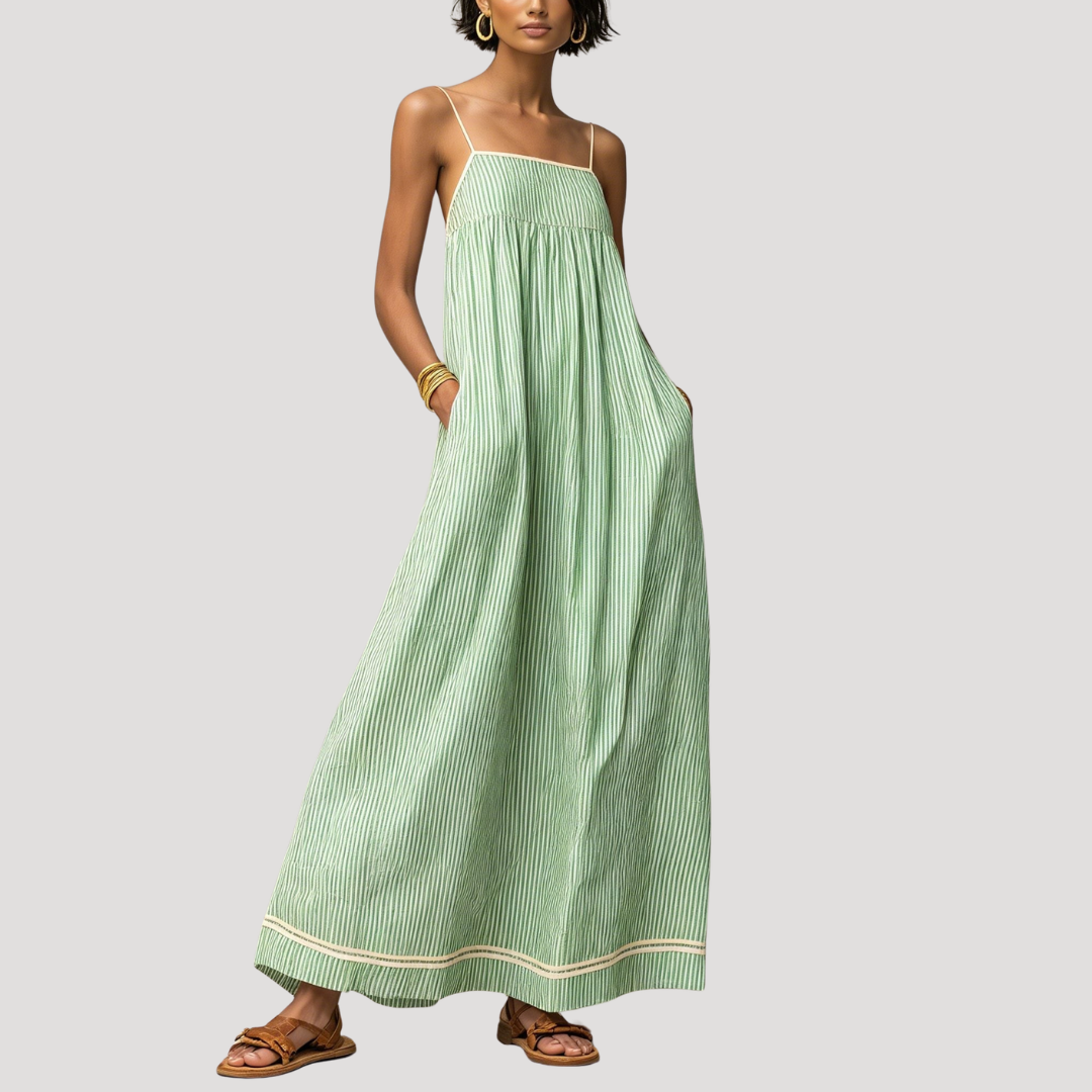Robe Longue Rayée Sans Manches Femme