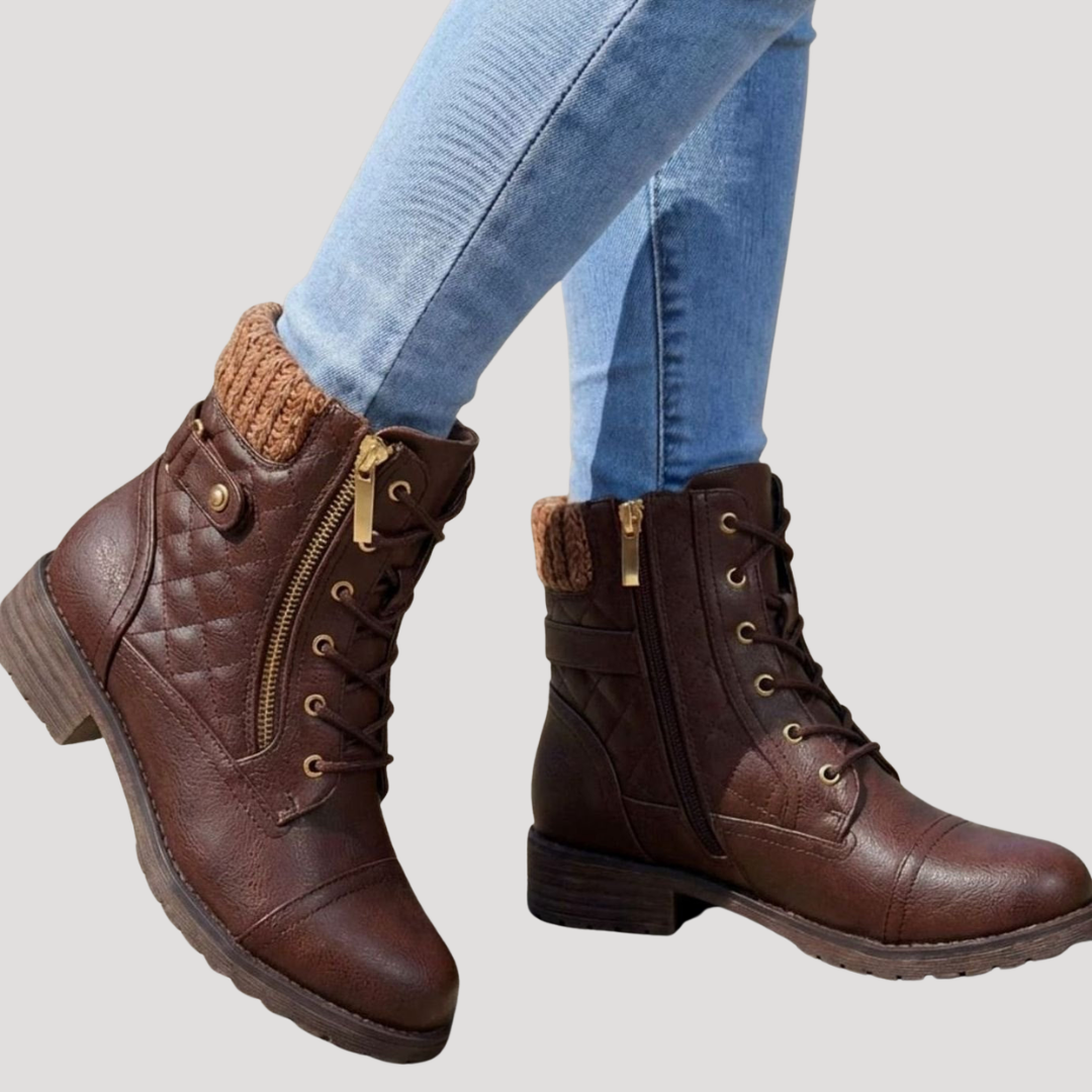 Bottines femme matelassées à lacets