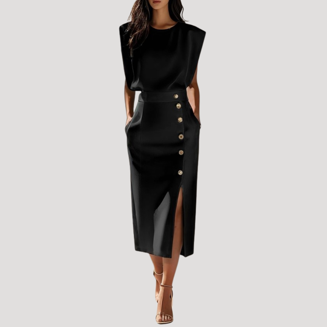 Robe Midi Femme Sans Manches Ceinturée Élégante