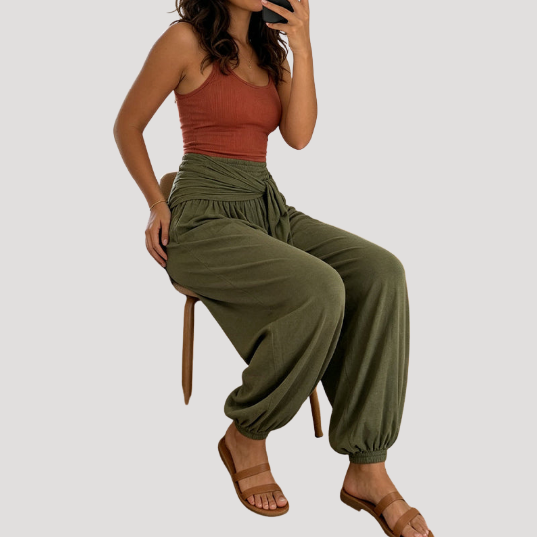 Pantalon Palazzo Taille Haute Femme