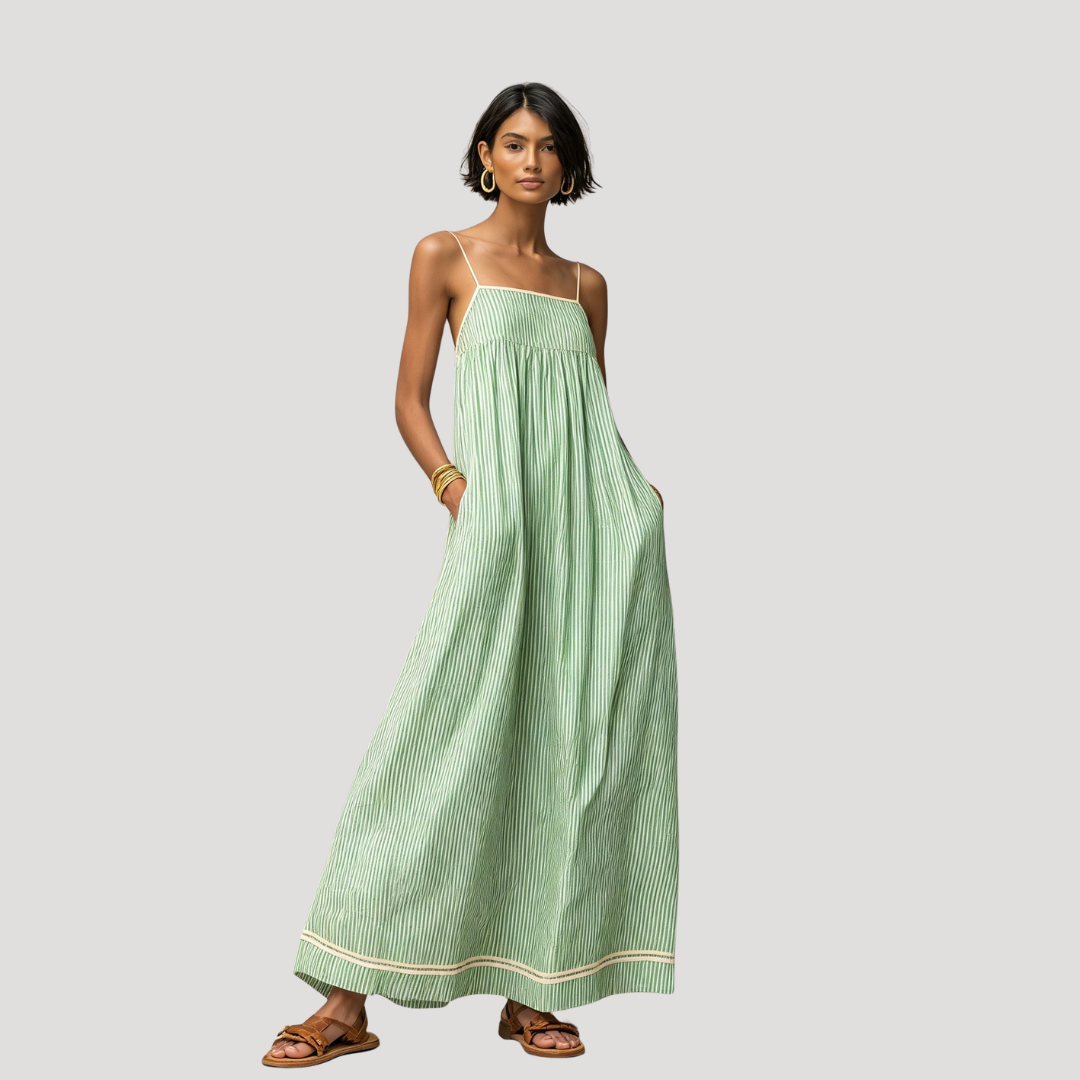 Robe Longue Rayée Sans Manches Femme