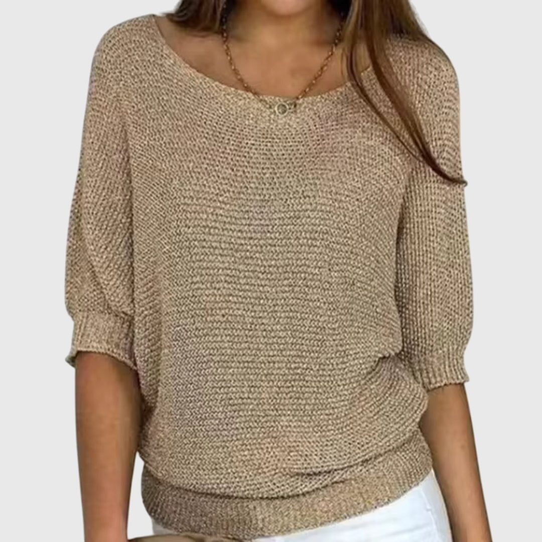 Pull Femme Col Bateau Maille Fine Décontracté