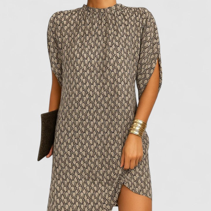 Robe Courte Femme Ample Col Froncé Chic
