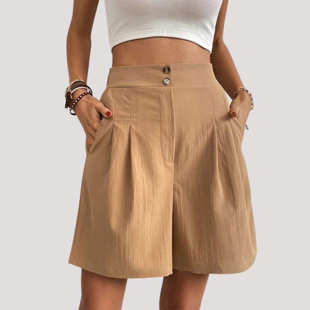 Short Femme Taille Haute Plissé Élégant