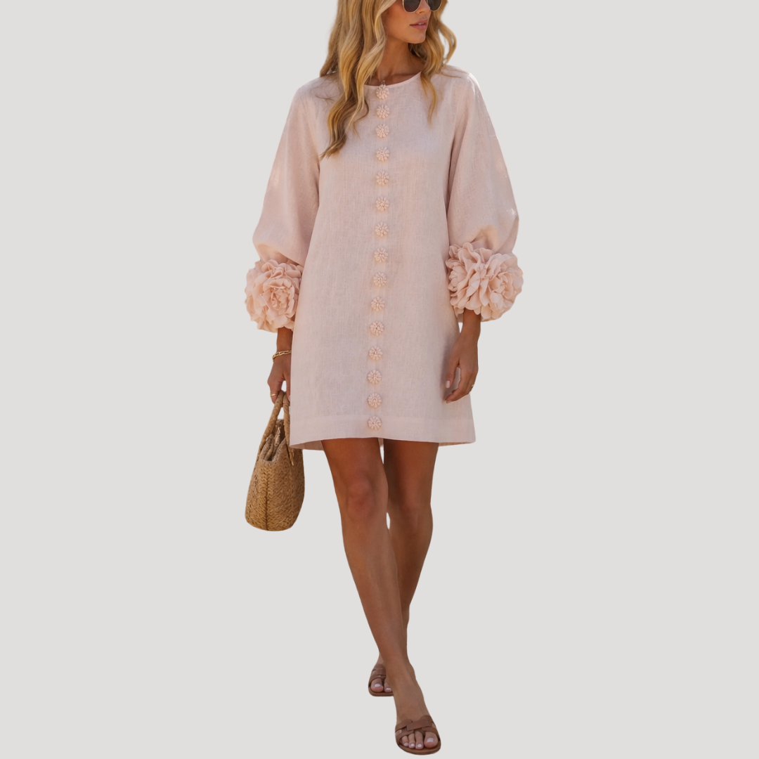 Robe Mini Femme Évasée Boutonnée