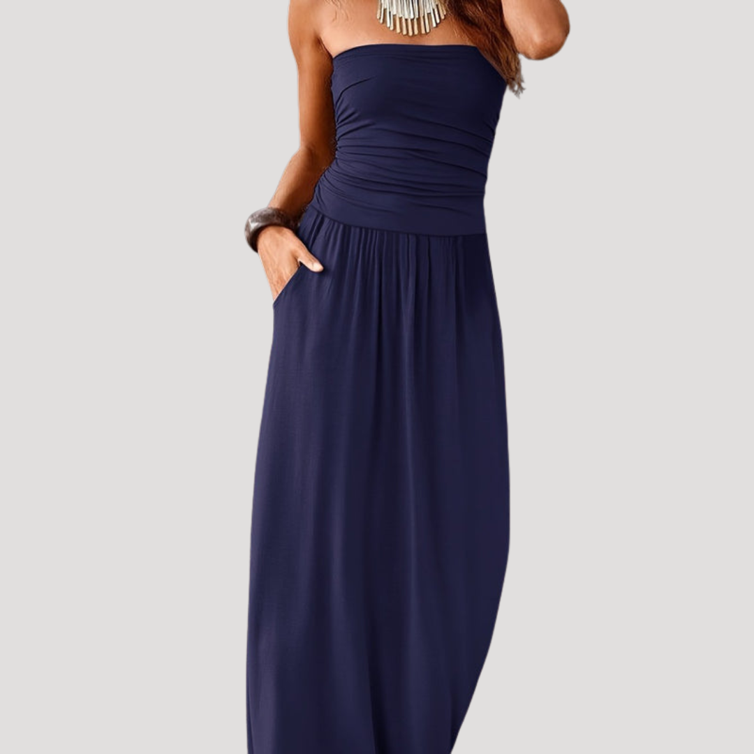 Robe Longue Bustier Froncée Femme