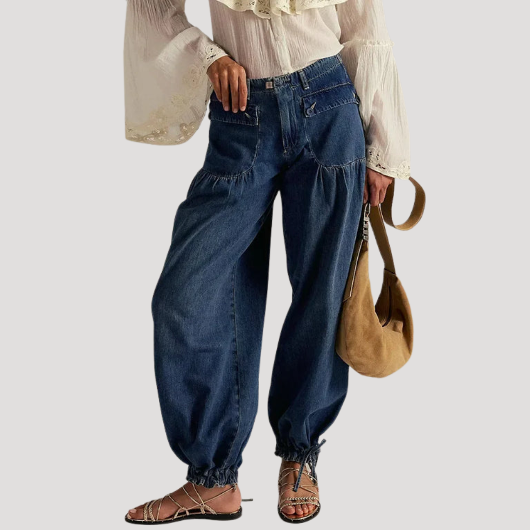 Jean femme coupe ballon style bohème