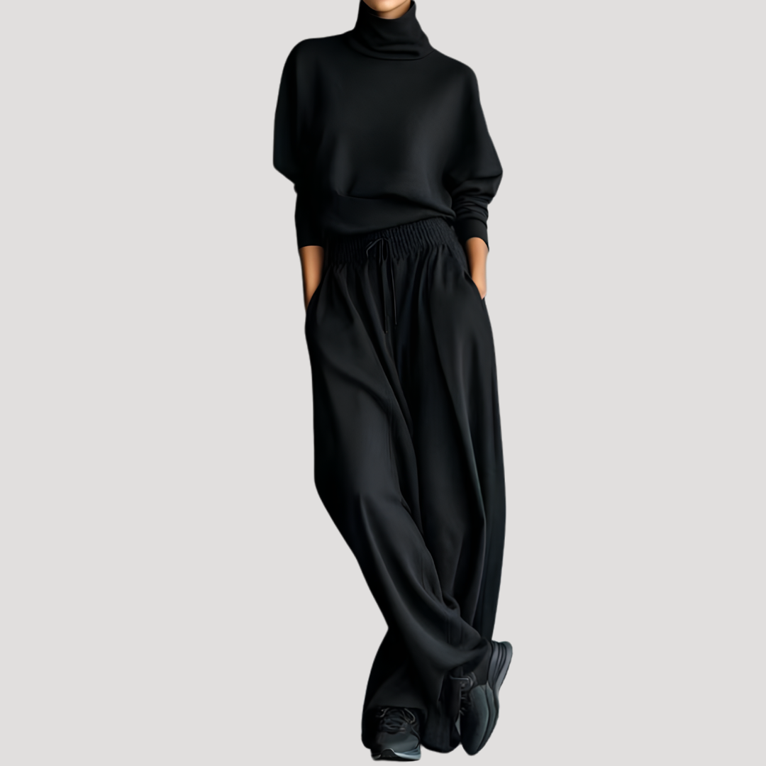Ensemble femme haut col montant et pantalon large