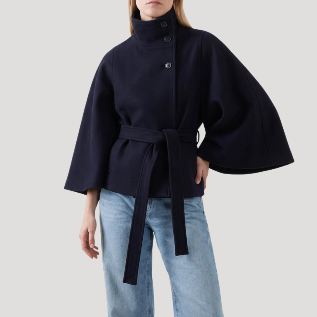 Manteau cape femme à col montant
