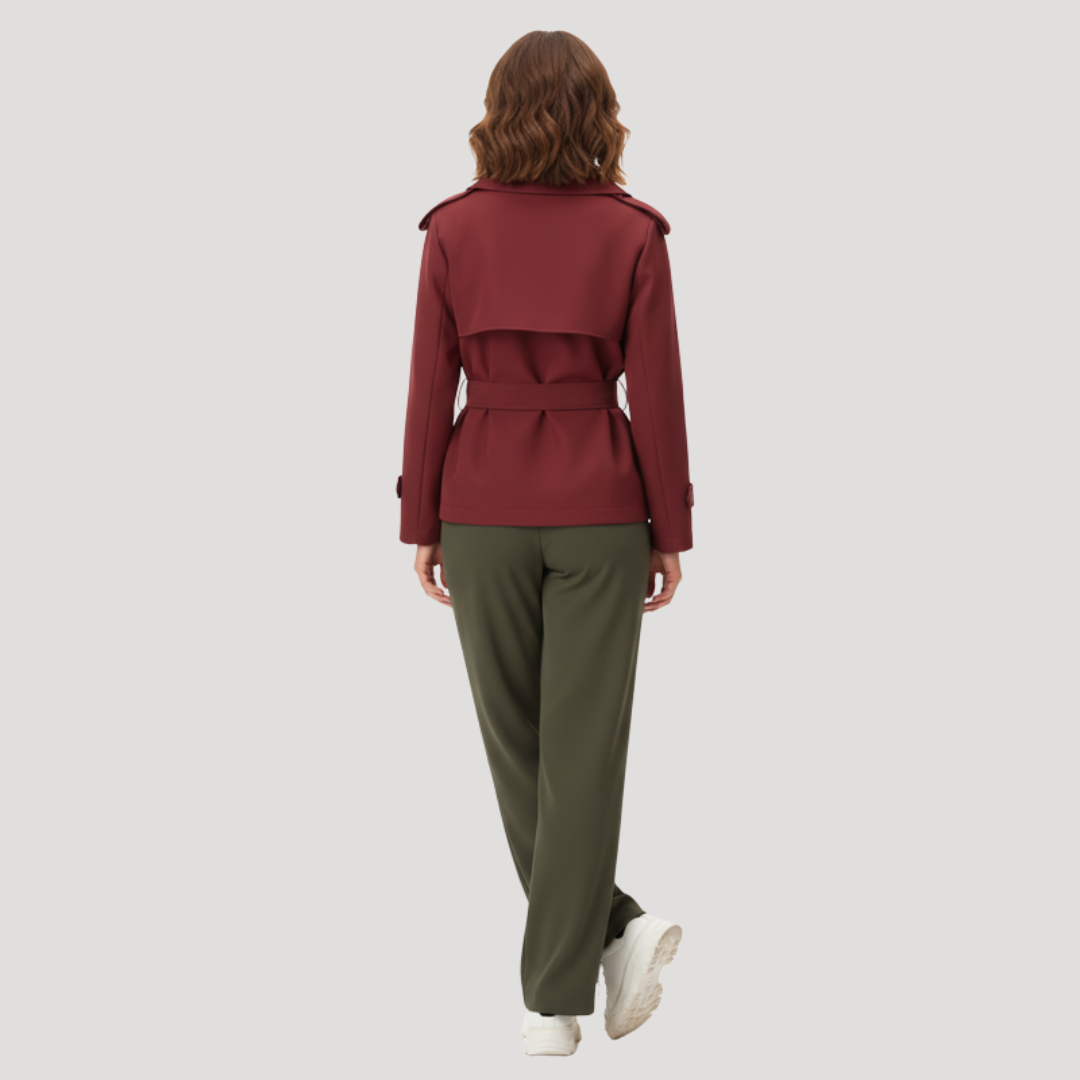 Trench Court Femme Cintré avec Ceinture à Nouer