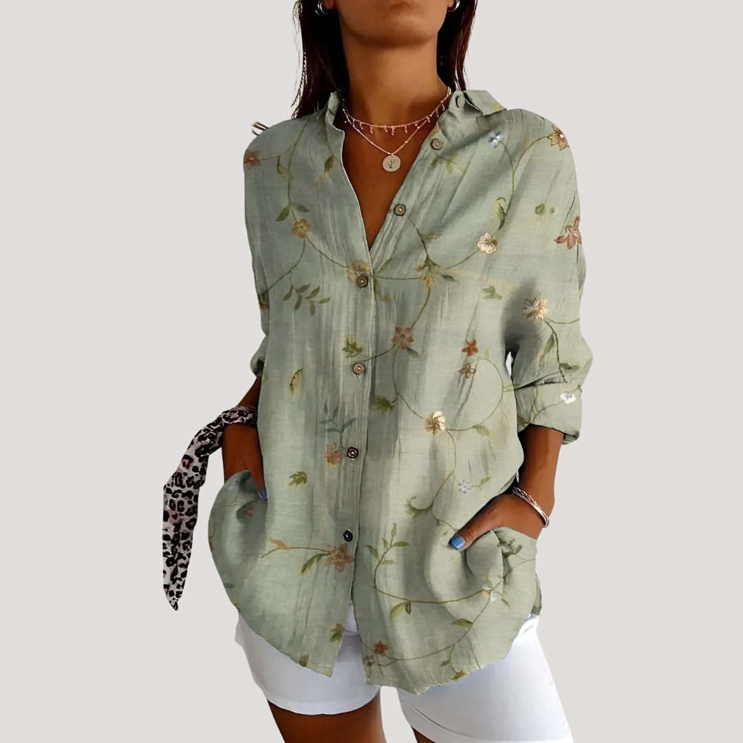 Blouse fluide et fleurie à manches longues légère et élégante