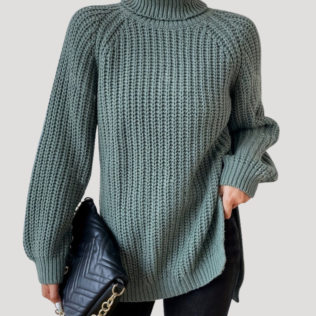 Pull Femme Oversize en Maille à Col Montant