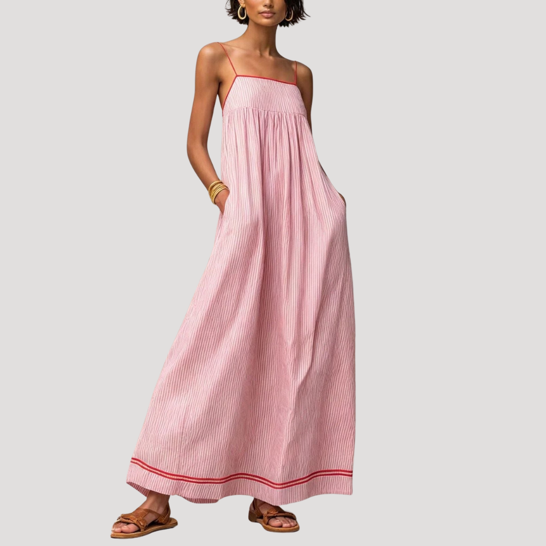 Robe Longue Rayée Sans Manches Femme