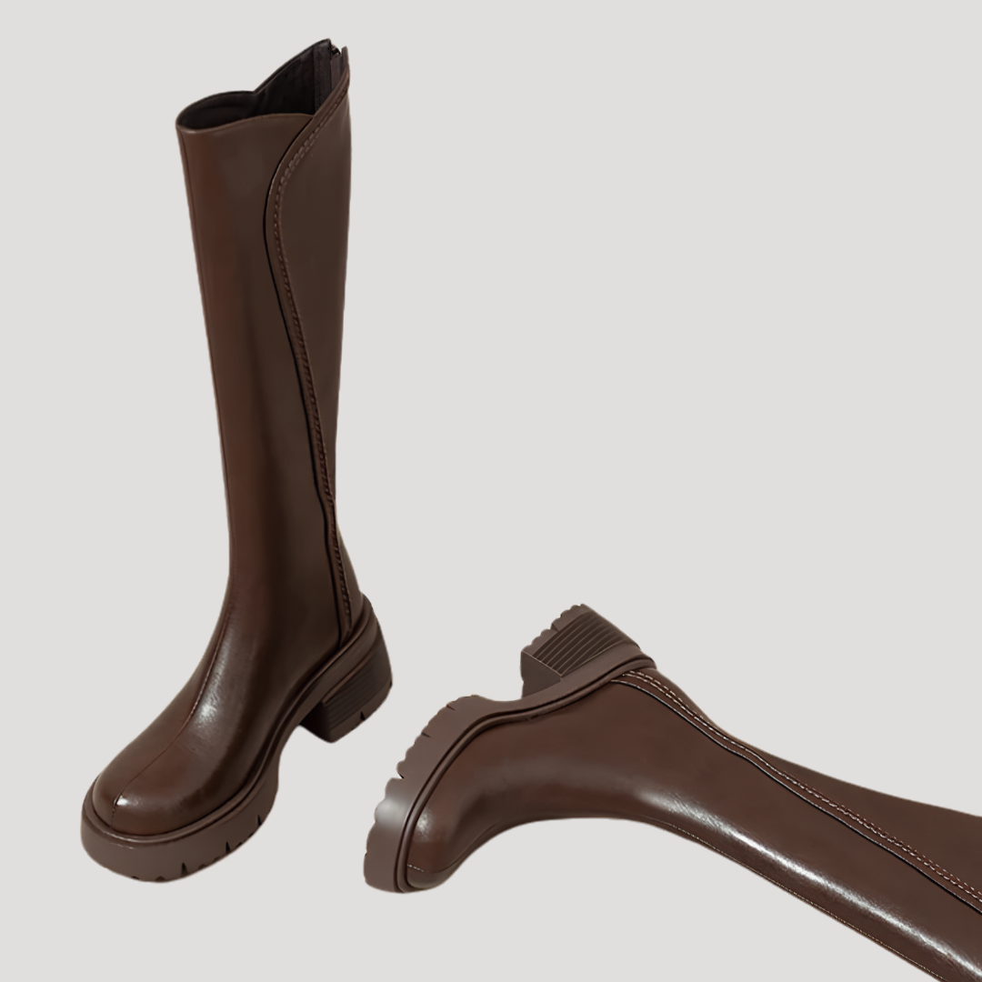 Bottes Hautes Femme à Talon Carré Épais