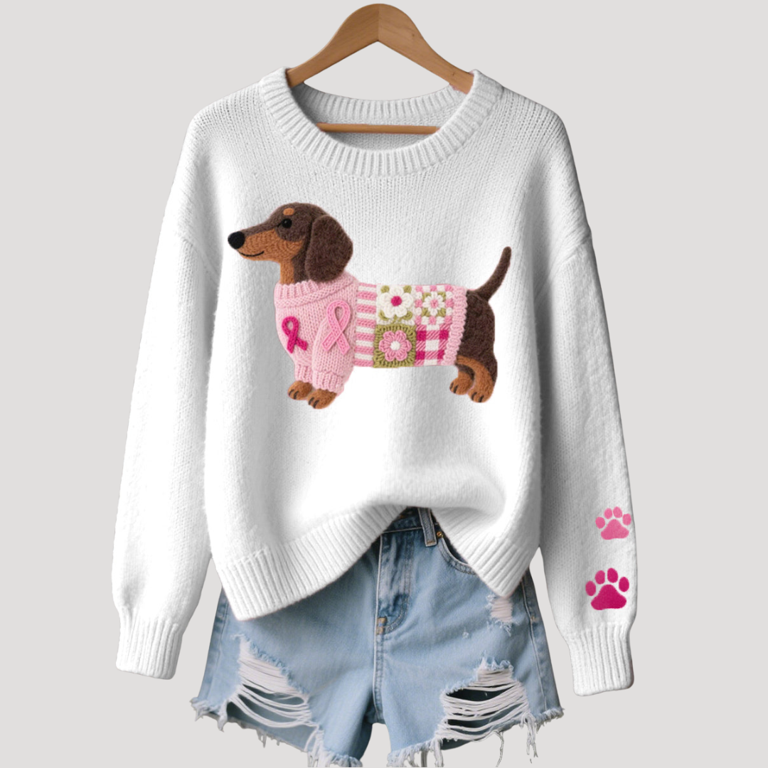 Pull Femme en Maille à Motif Teckel