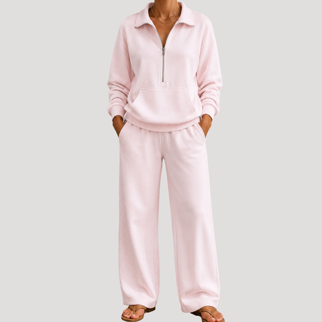 Ensemble femme haut zippé et pantalon large