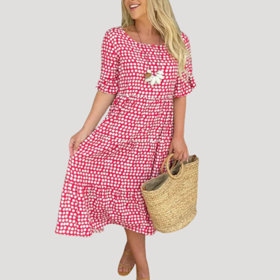 Robe midi femme fluide à pois