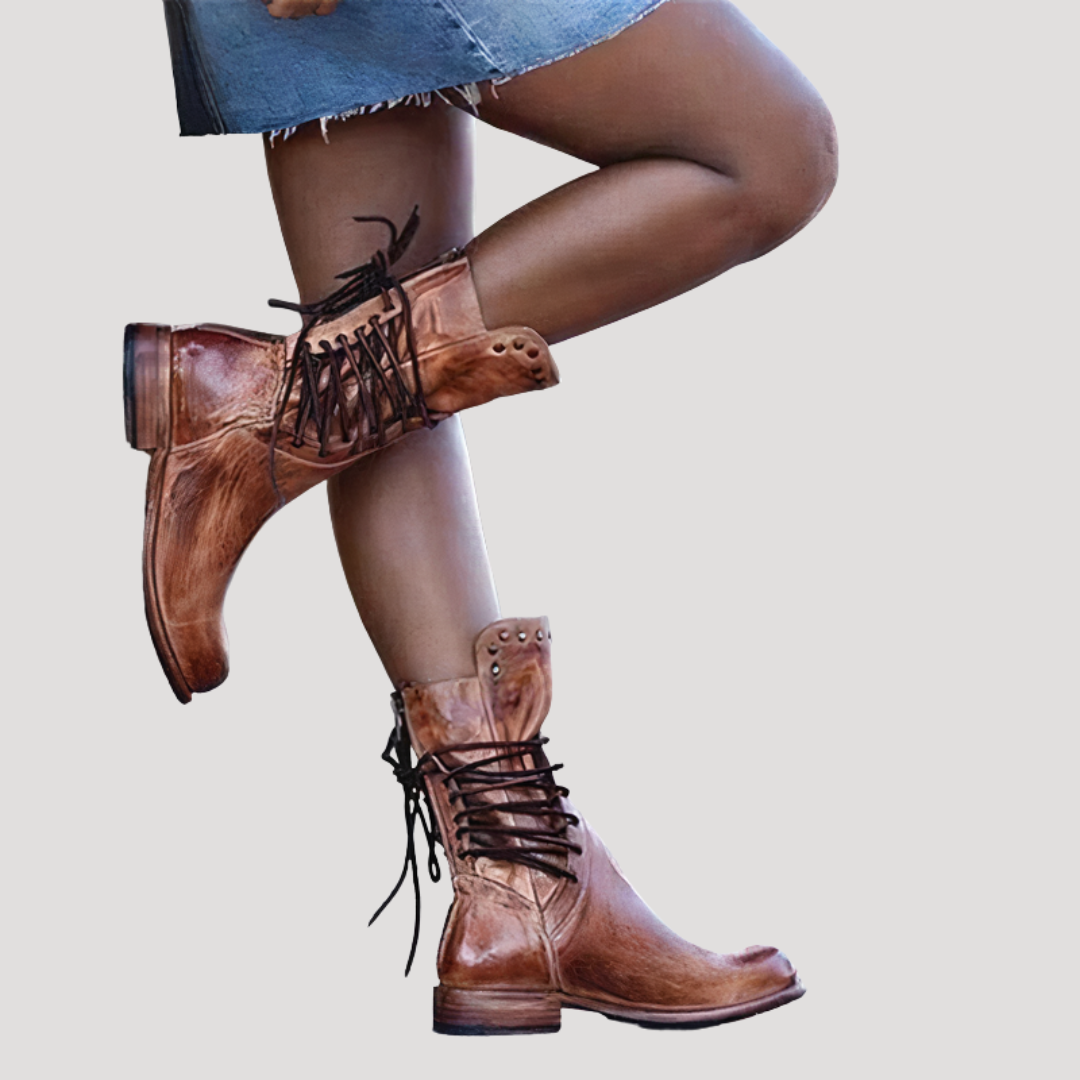 Bottines Femme Lacets Petit Talon Décontractées