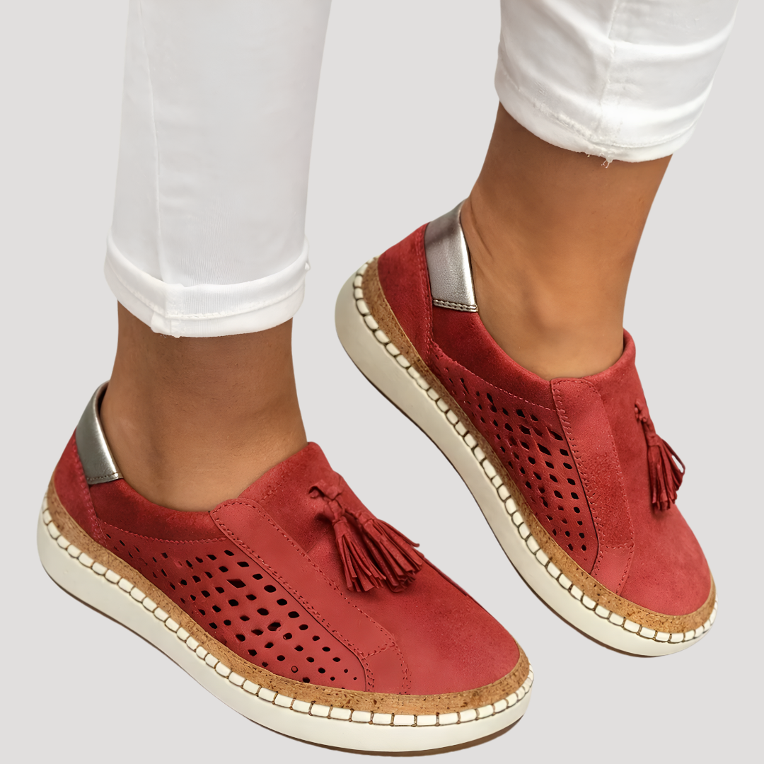 Mocassins Femme Coupe Large à Pompons